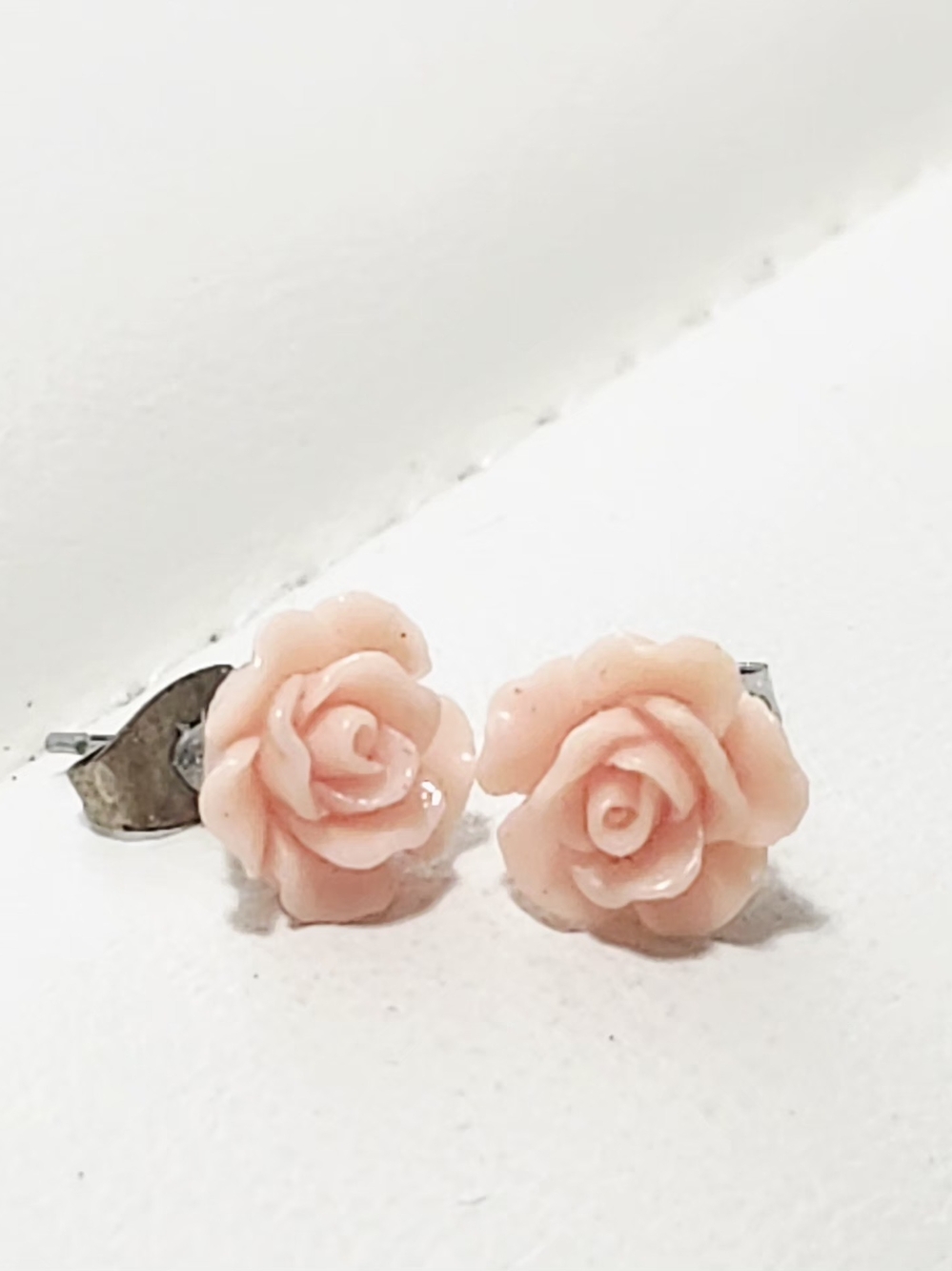 Delicate Pink Rose Stud Earrings